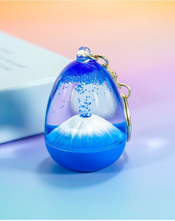 火山噴火デザイン卵型キーリング・癒しのおもちゃ・ストレス解消