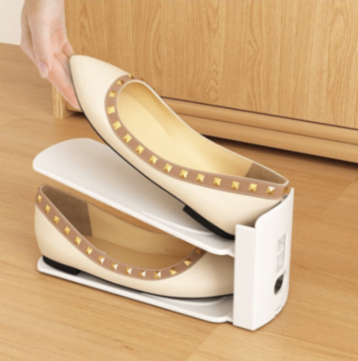 3個セット シューズスロットオーガナイザー 調整可能 プラスチック製 二段式ドーム型 靴ラック 省スペース